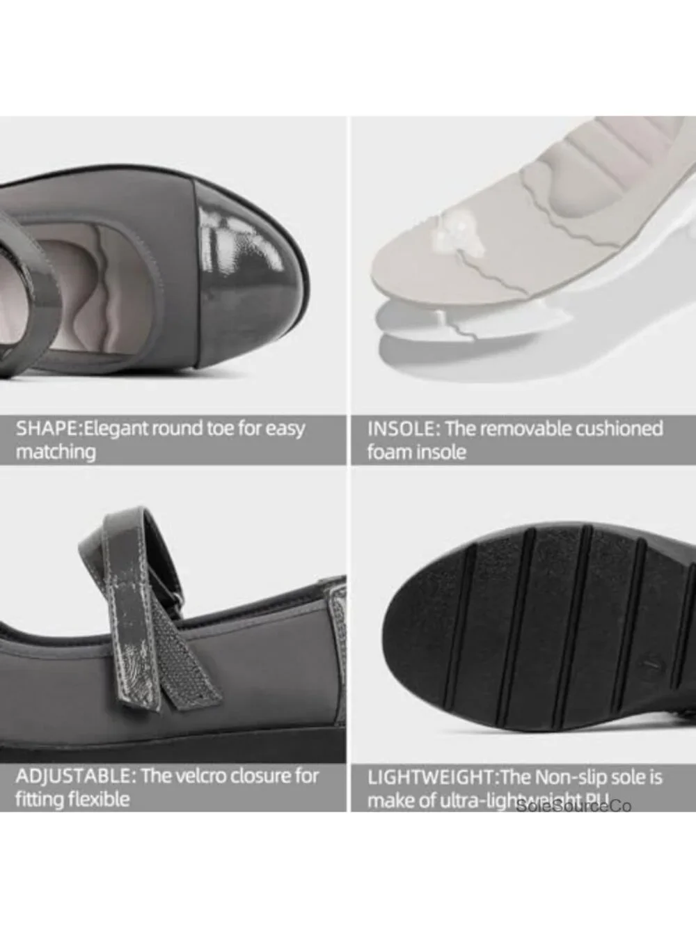 Women's Mary Jane Flats Orthopedic Round Toe Comfortable Walking Shoes Slip On
